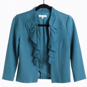 Teal Ruffle Front Zip Jacket – Classiques Entier (Nordstrom) – Size M